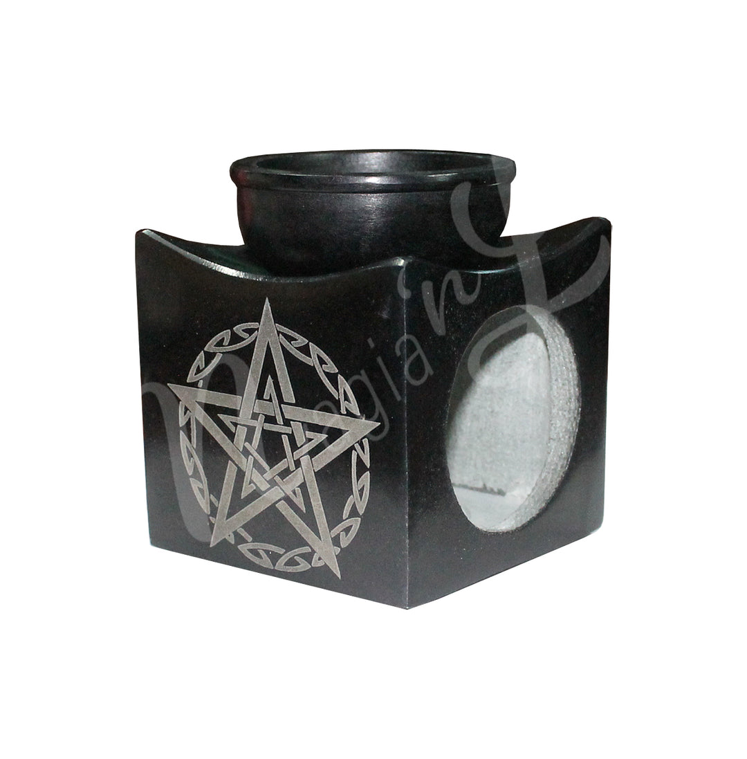 Oil Burner Cube w Black Pentacle