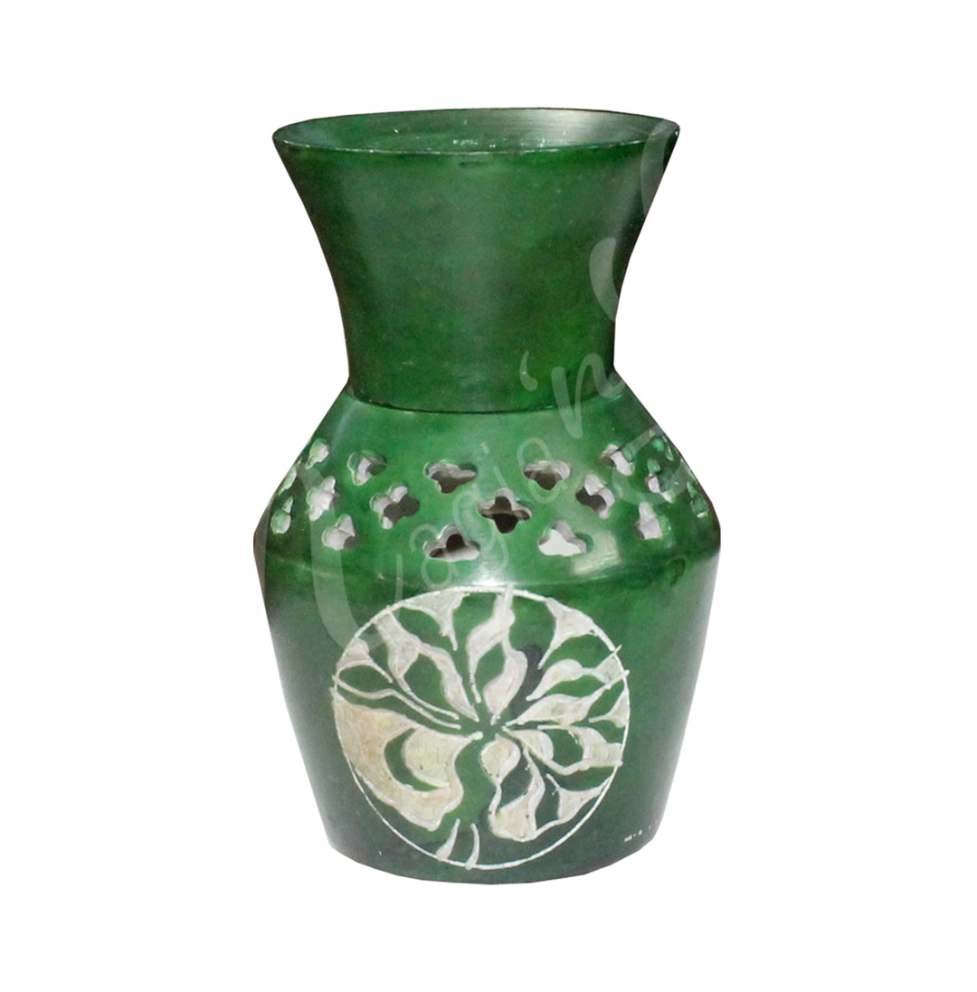 Oil Burner Green w Leaf Design