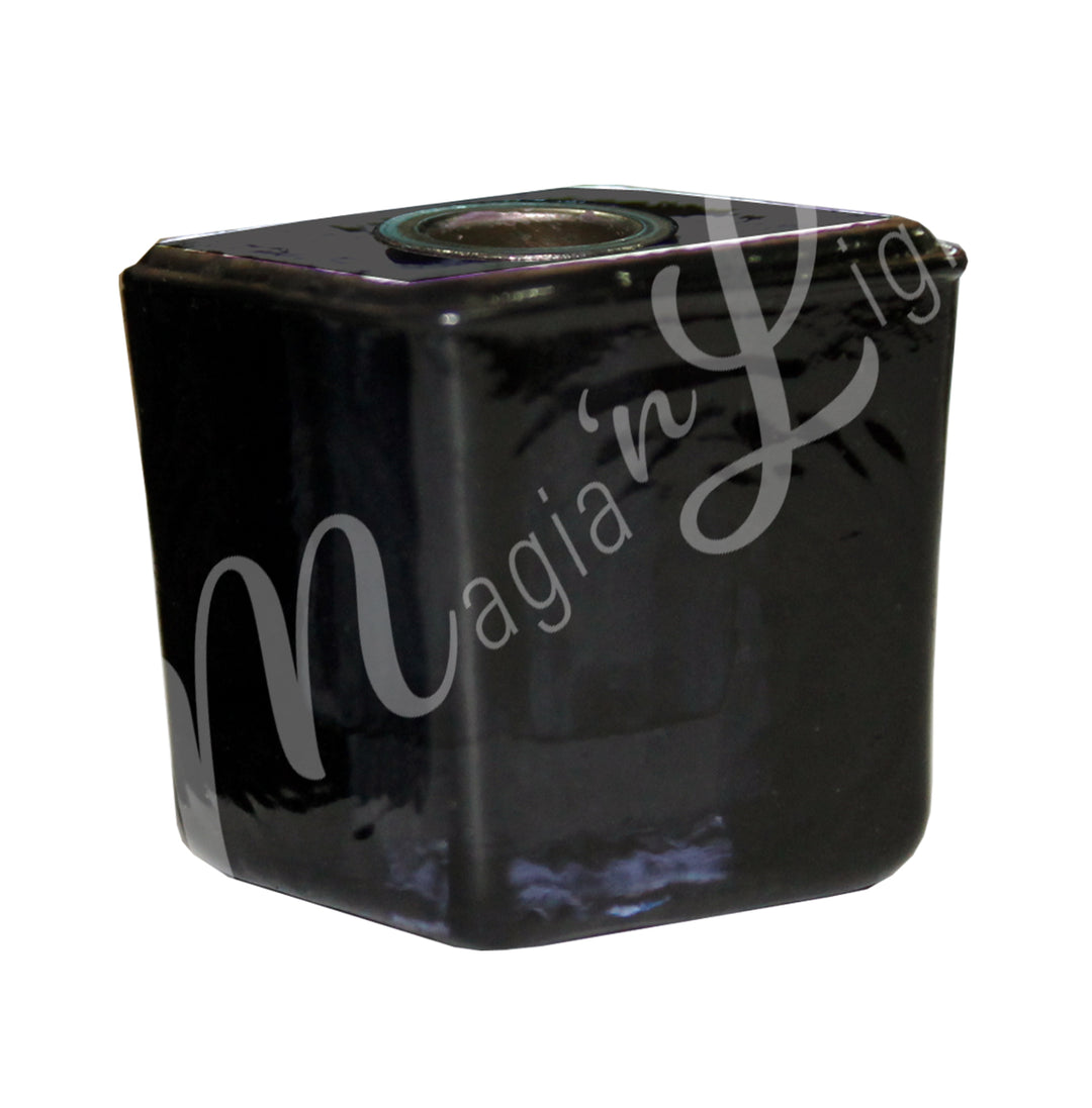 Mini Candle Holder Black Glass 1.25"