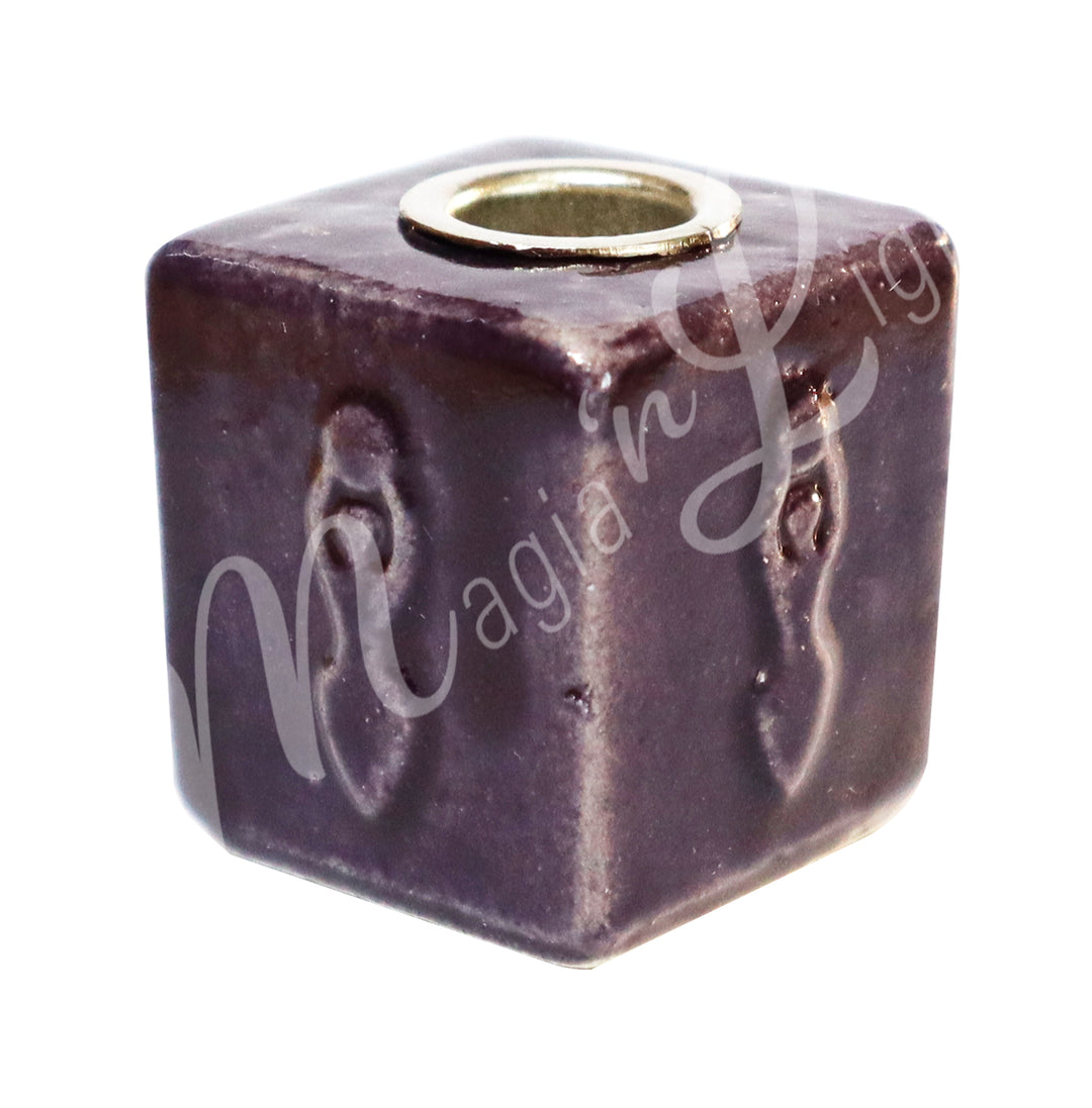 Porta Vela Mini de Cerámica Púrpura con Diosa 1"