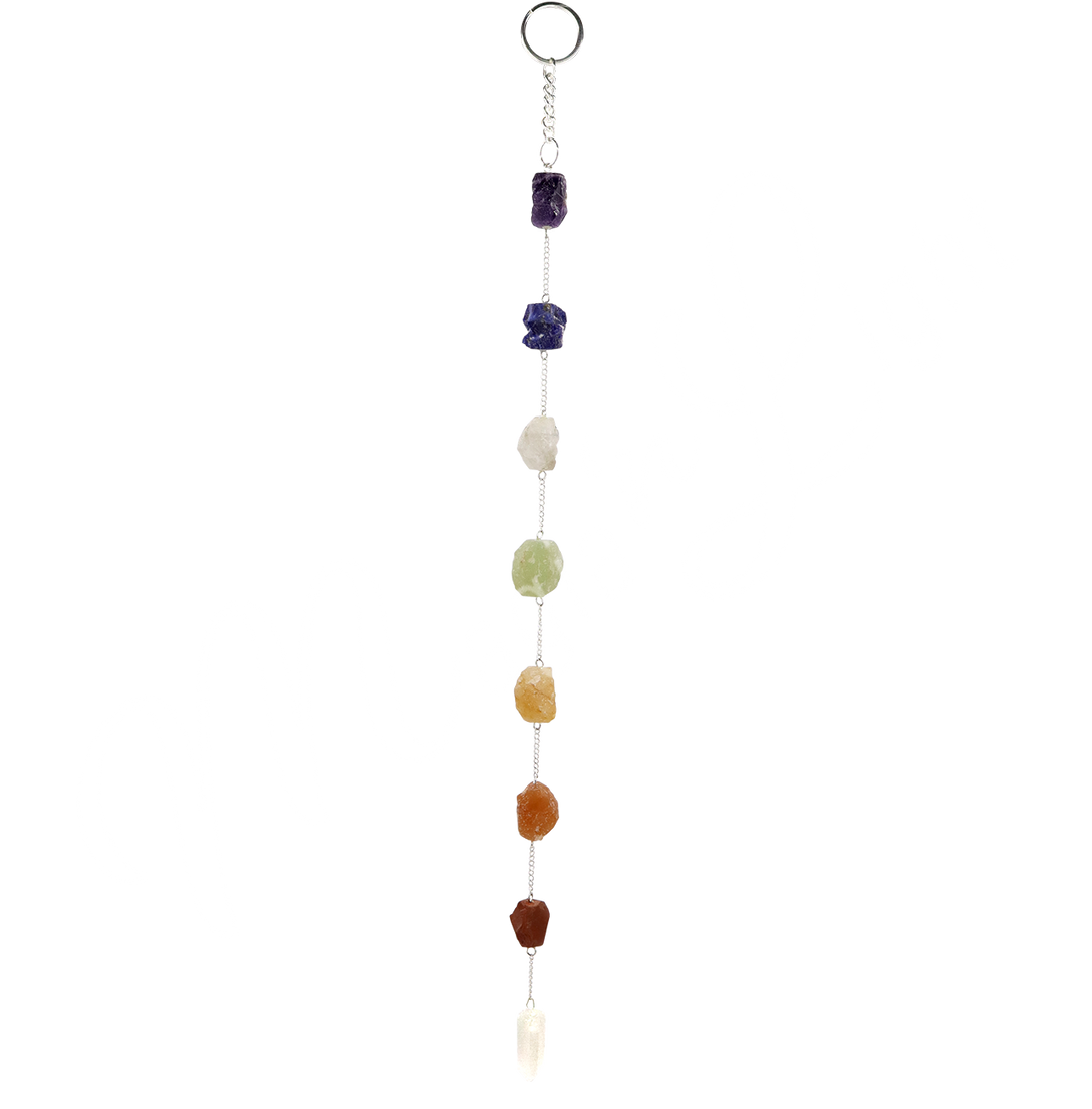 Colgante de Piedras Naturales de los Chakras con Punta de Cristal 13,5"