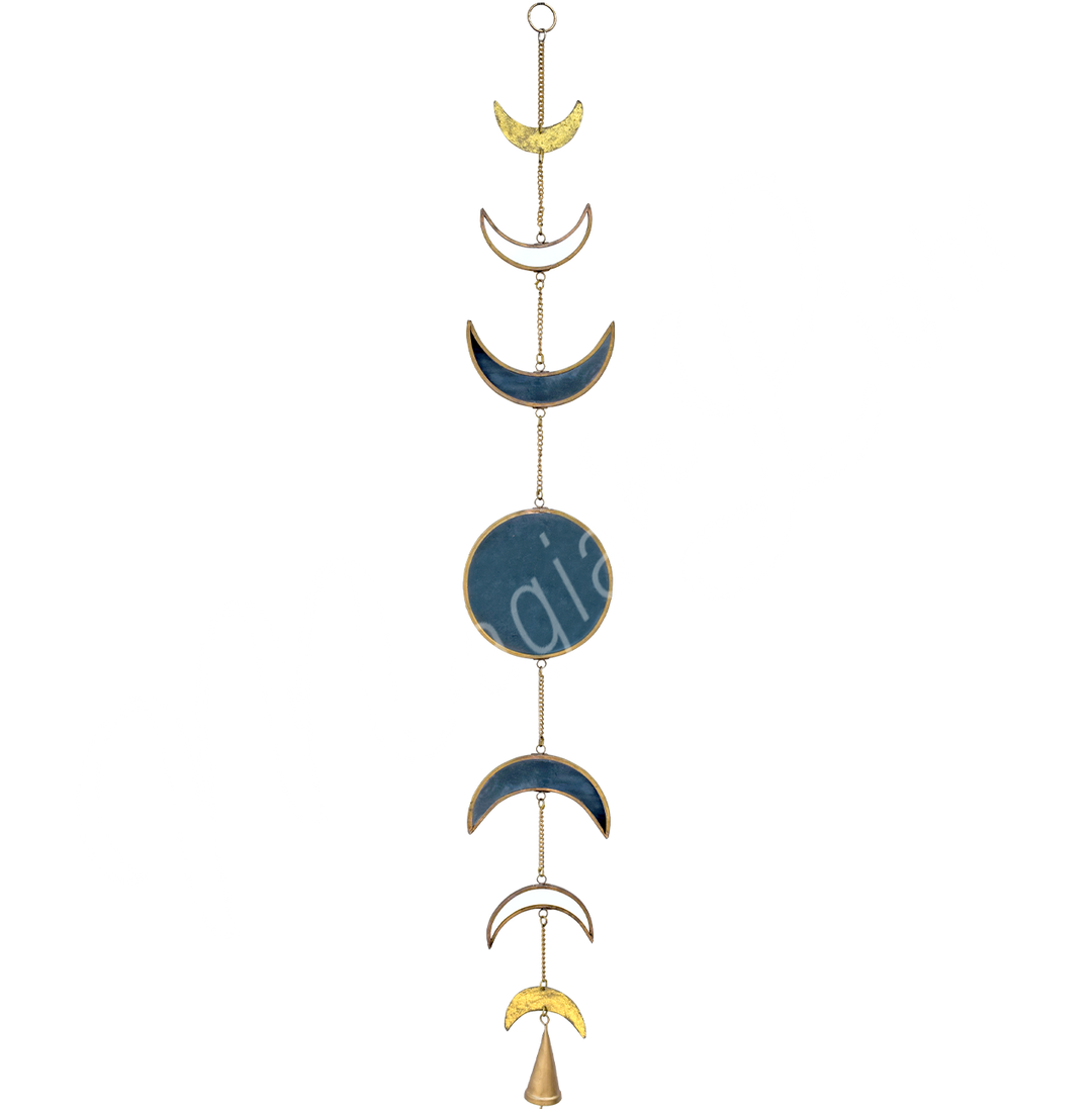 Hanging Lunar Cycle in Glass w Mirror 37"
