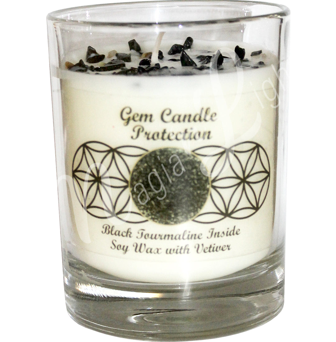 PROTECTION CANDLE VETIVER WITH BLACK TOURMALINE 4"H X 3.25"DIA