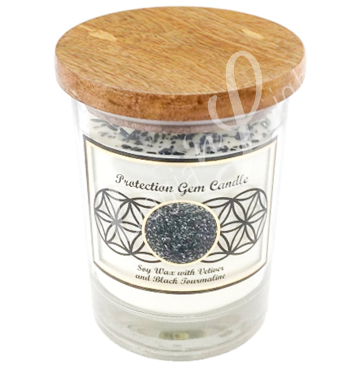PROTECTION CANDLE VETIVER WITH BLACK TOURMALINE 4"H X 3.25"DIA