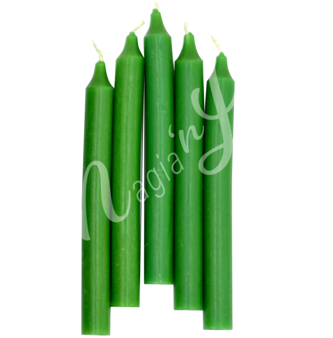 MINI CANDLE UNSCENTED GREEN 5"H X 0.5"DIA