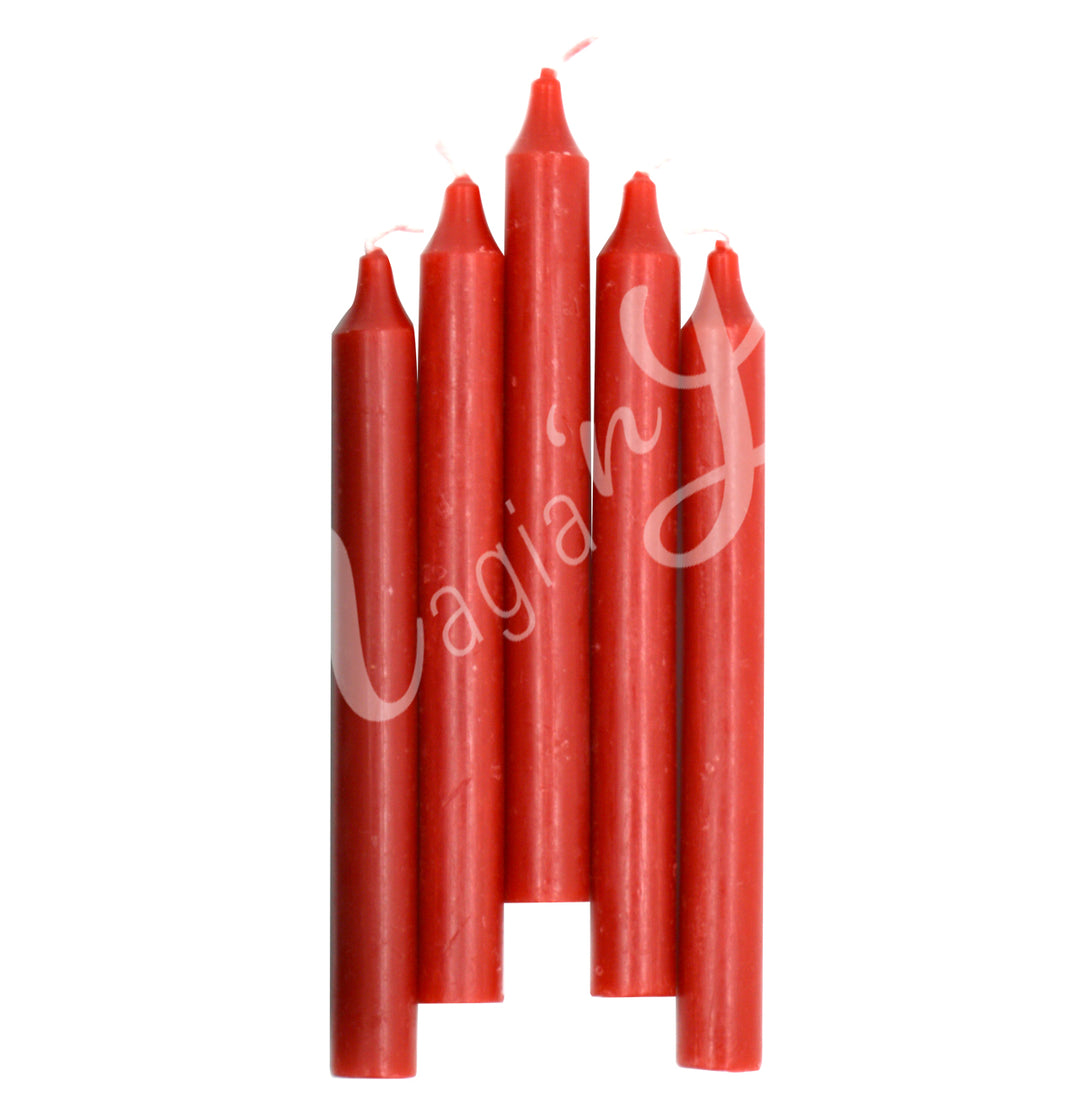 MINI CANDLE UNSCENTED RED 5"H X 0.5"DIA