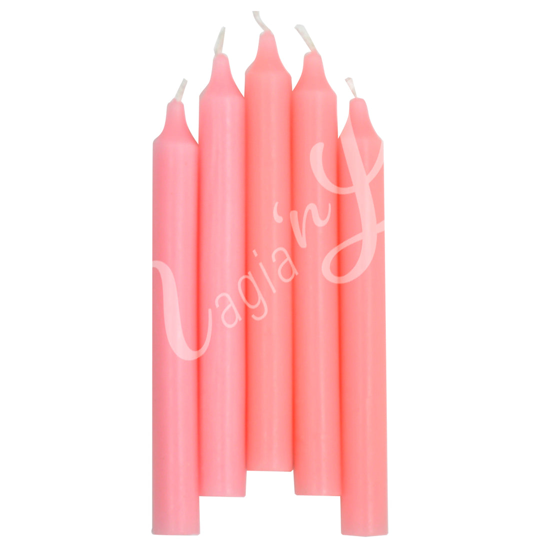 MINI CANDLE UNSCENTED PINK 5"H X 0.5"DIA