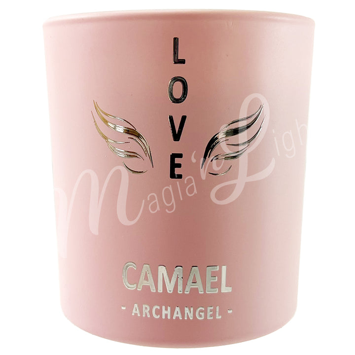 ARCHANGEL CAMAEL CANDLE ROSE FOR LOVE 2.75"DIA X 3"H
