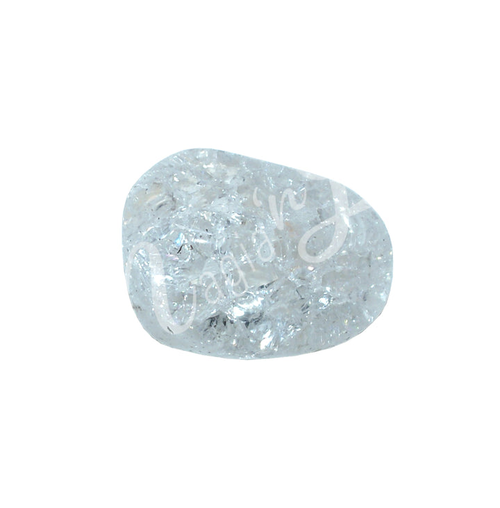 A polished blue transparent tumbled stone.