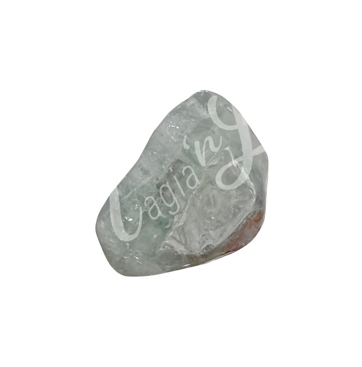 A polished gray tumbled stone.