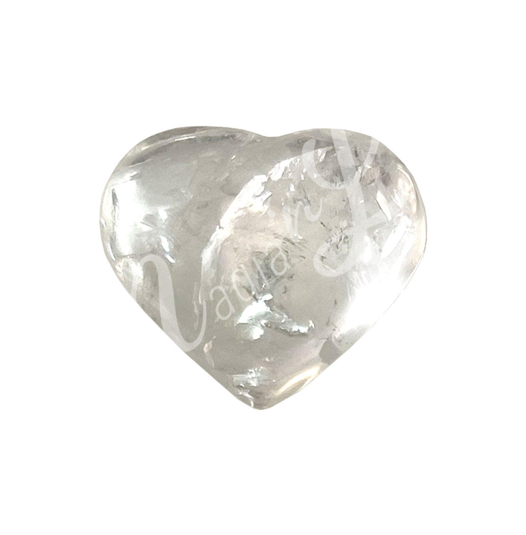 Heart-shaped crystal quartz.