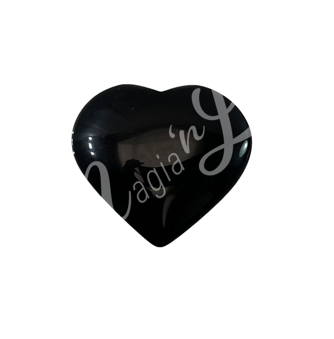 Heart-shaped black obsidian crystal.