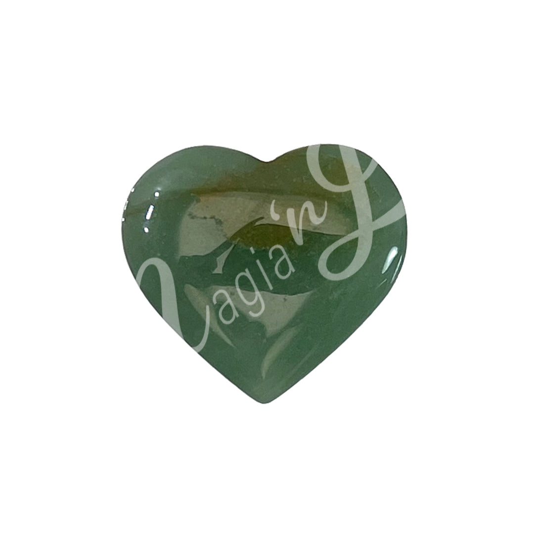 Heart-shaped green aventurine crystal.