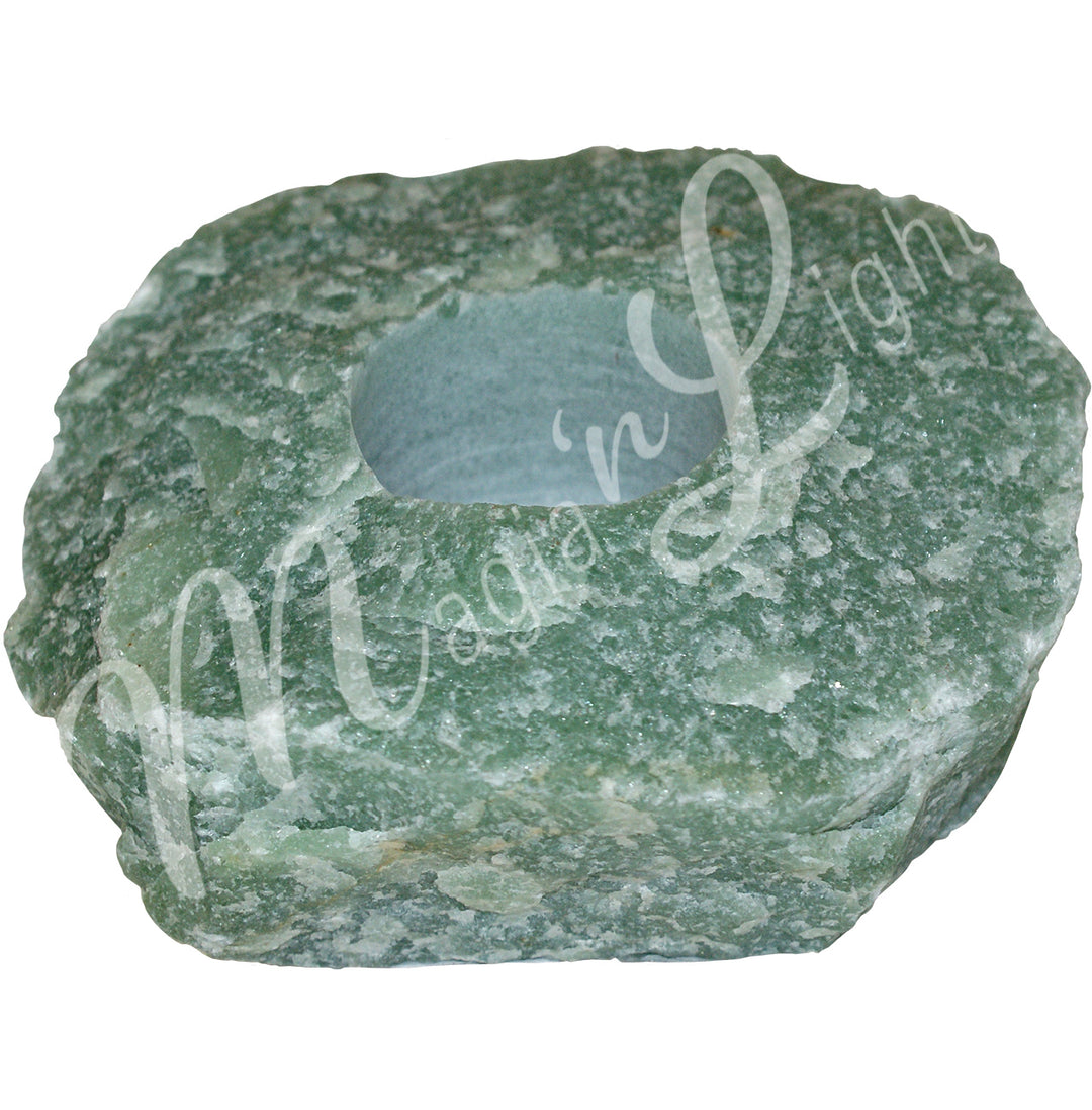 Tealight Holder Green Aventurine Rough 4″