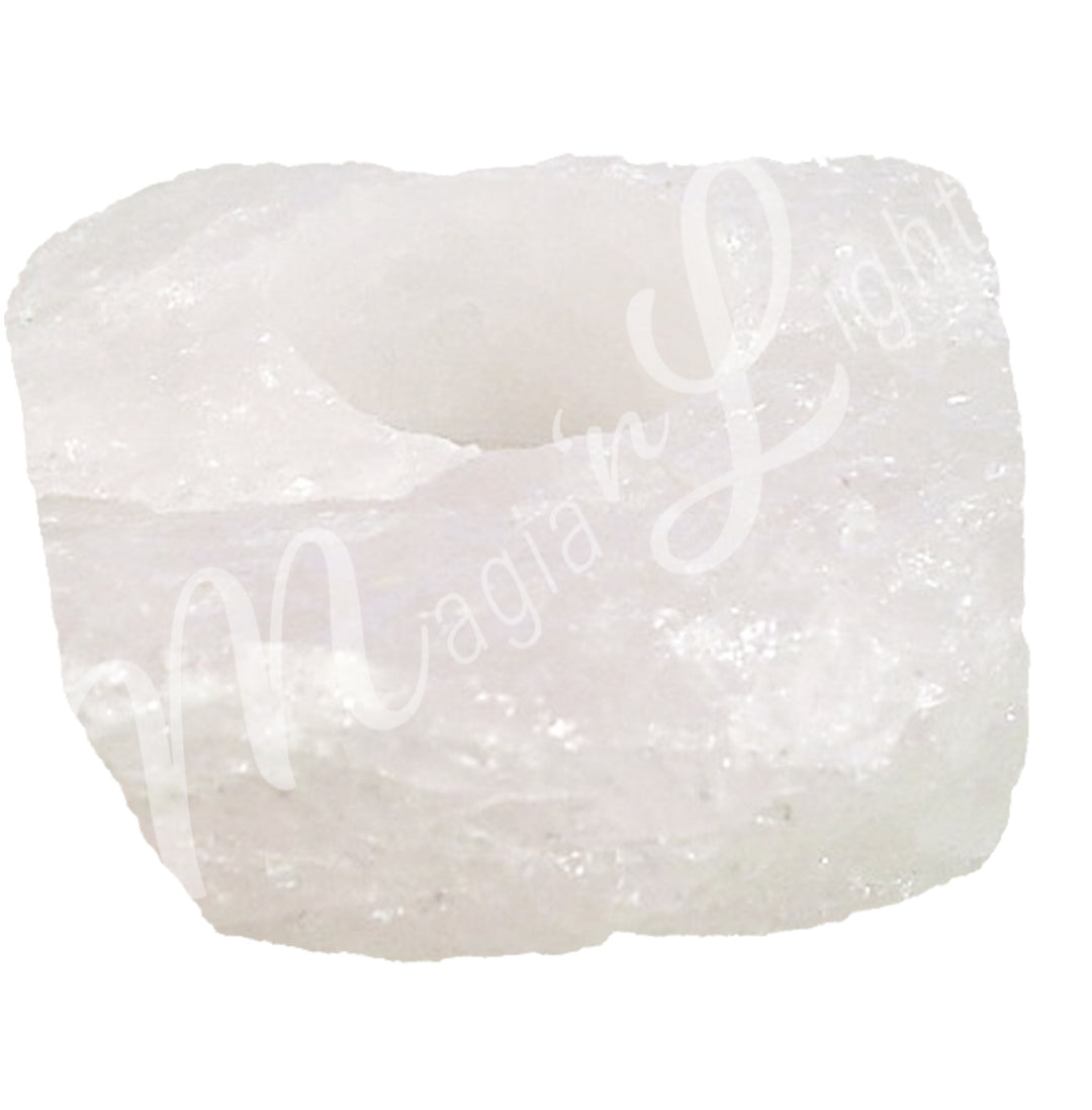 Tealight Holder Crystal Quartz Rough 4″