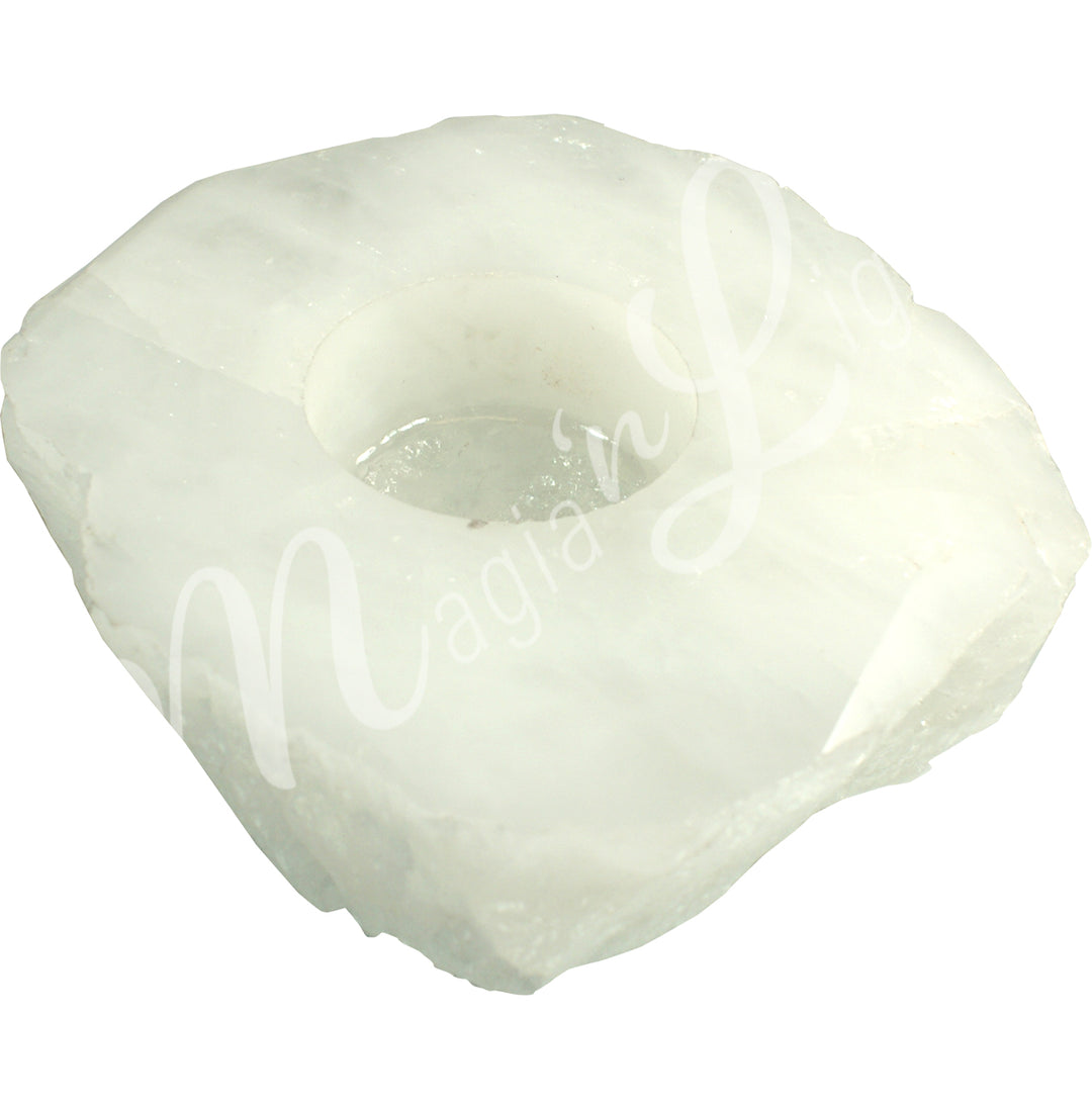 Tealight Holder Crystal Quartz Top Polished 4"