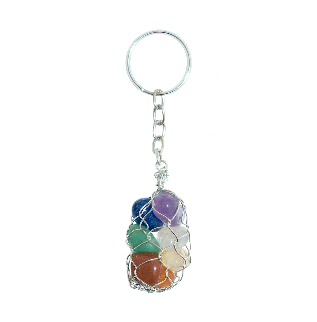 Keychain Bag of Chakra Stones 4-4.25"L