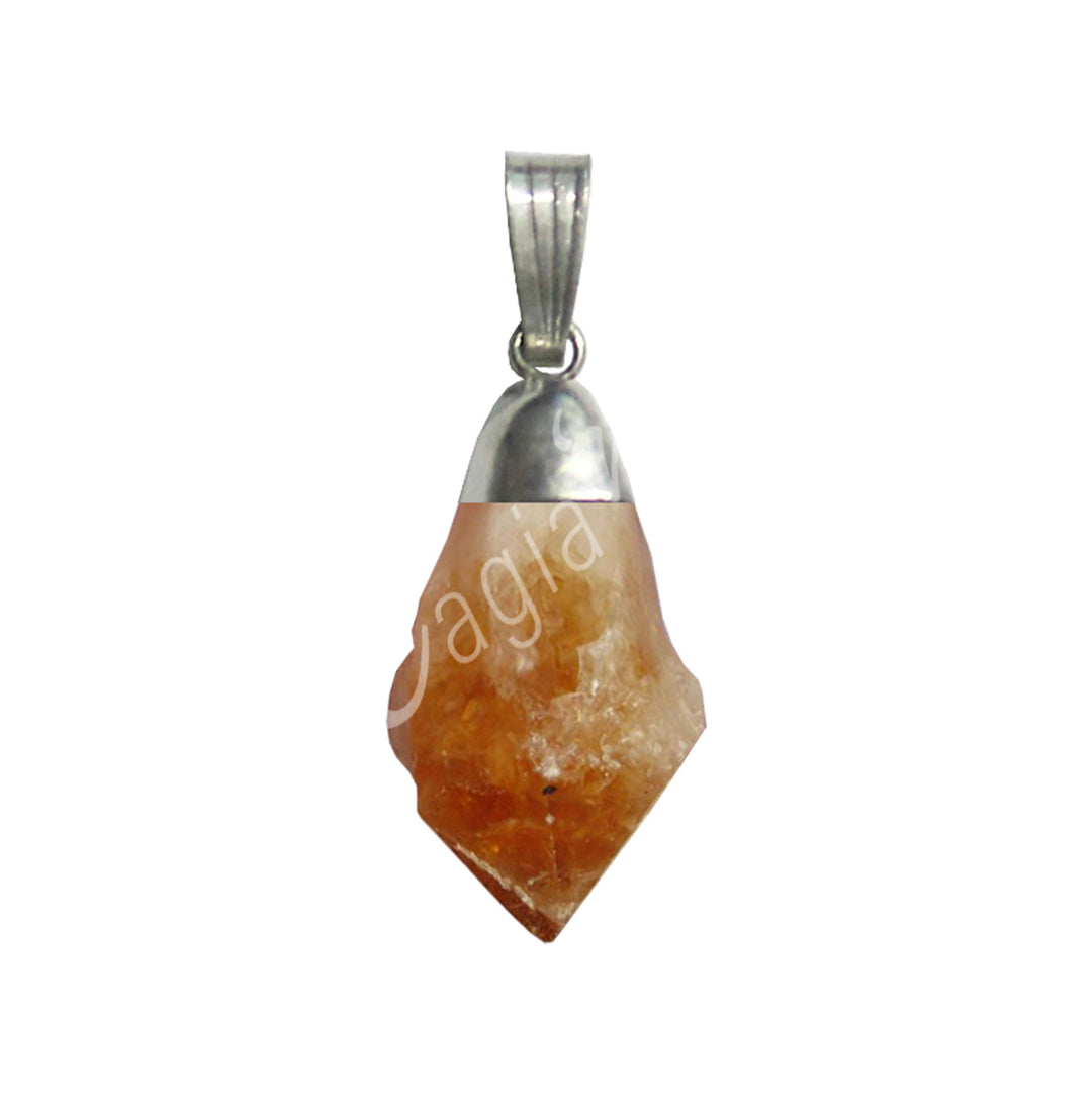 Pendant Point Rough Citrine with Cap 1.25″