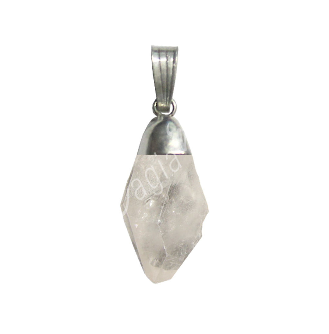 Pendant Point Rough Crystal Quartz with Cap 1-1.25″