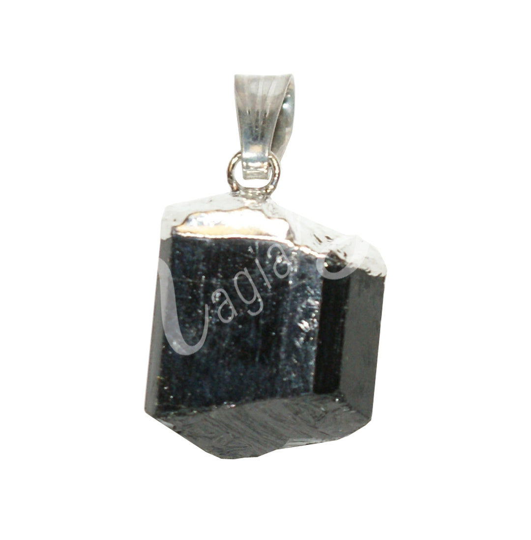 Pendant Rough Black Tourmaline with Cap 1-1.5″