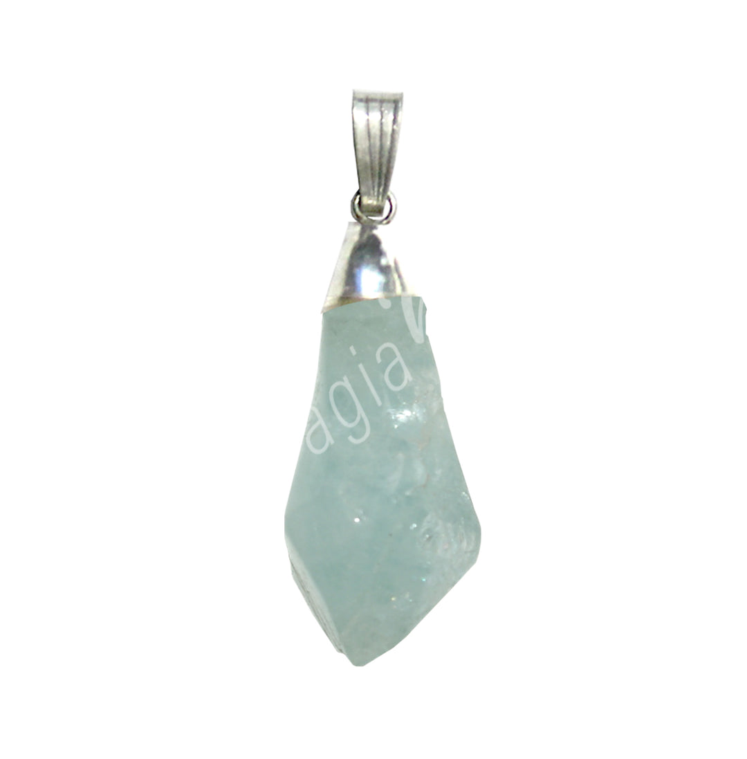 Pendant Diamond Shape Aquamarine 1.5"