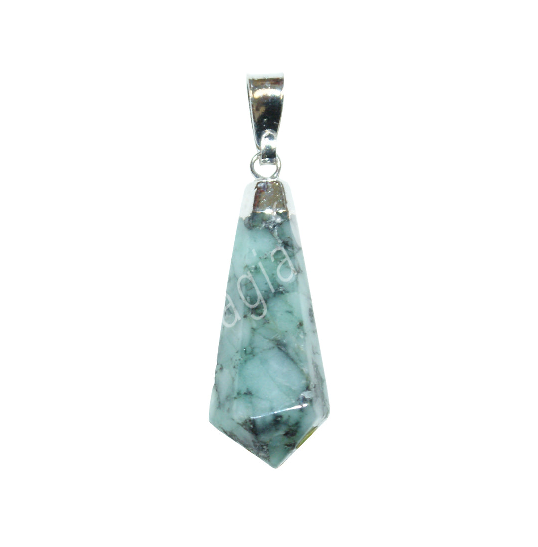 Pendant Diamond Shape Emerald 1.5"