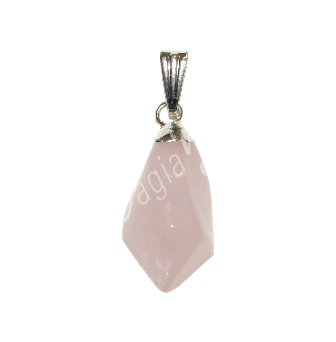 Pendant Diamond Shape Rose Quartz 1.5"