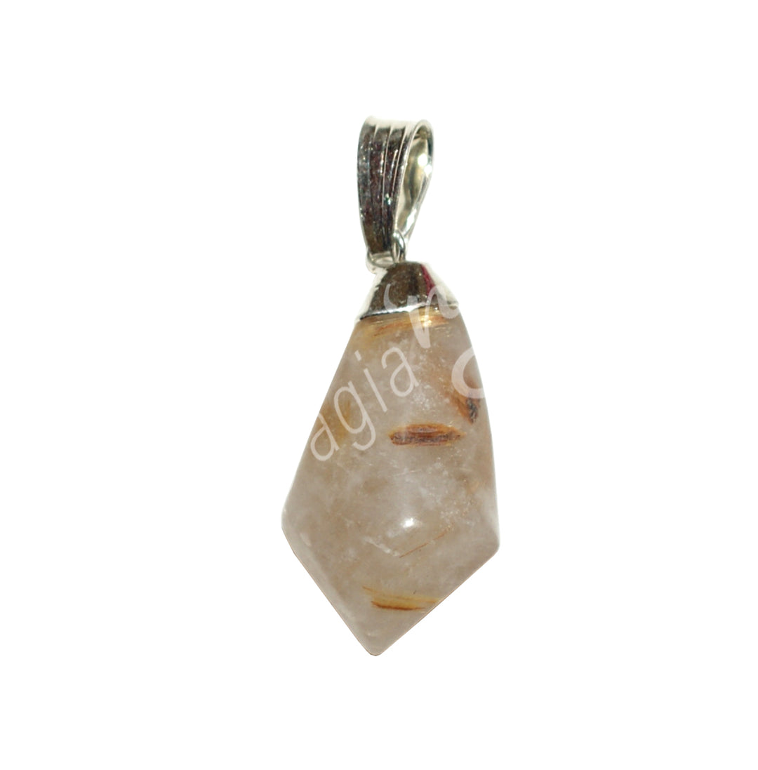 Pendant Diamond Shape Rutilated Quartz 1.5"