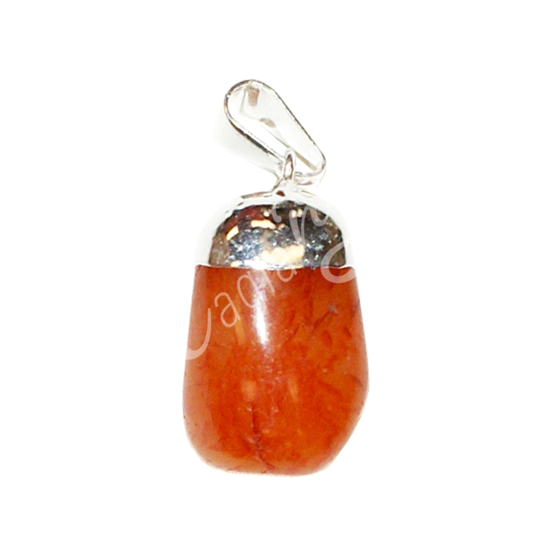 Pendant Tumbled Stone Cap Carnelian 1.25-1.75″
