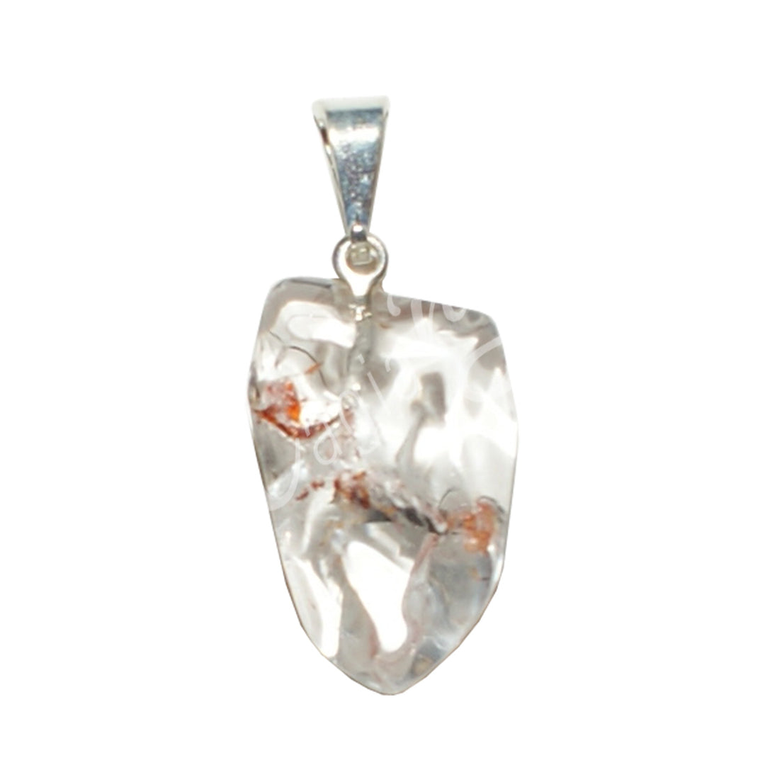 Pendant Tumbled Stone Crystal Quartz with Inclusions 1.25-1.75″