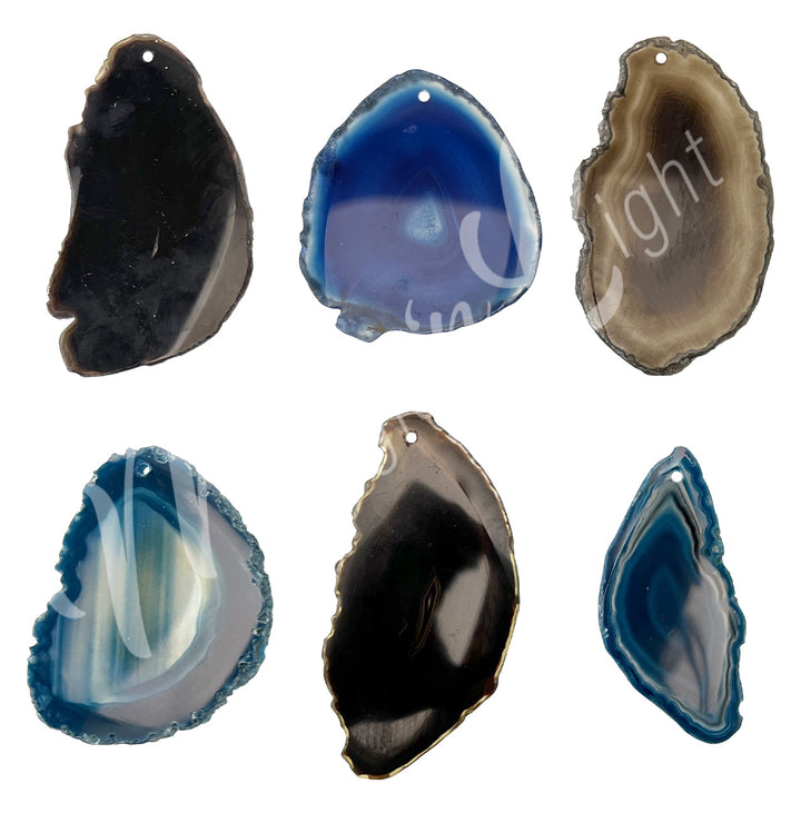Pendant Slice Agate A Mixed Colors 2 mm Hole 2-4"