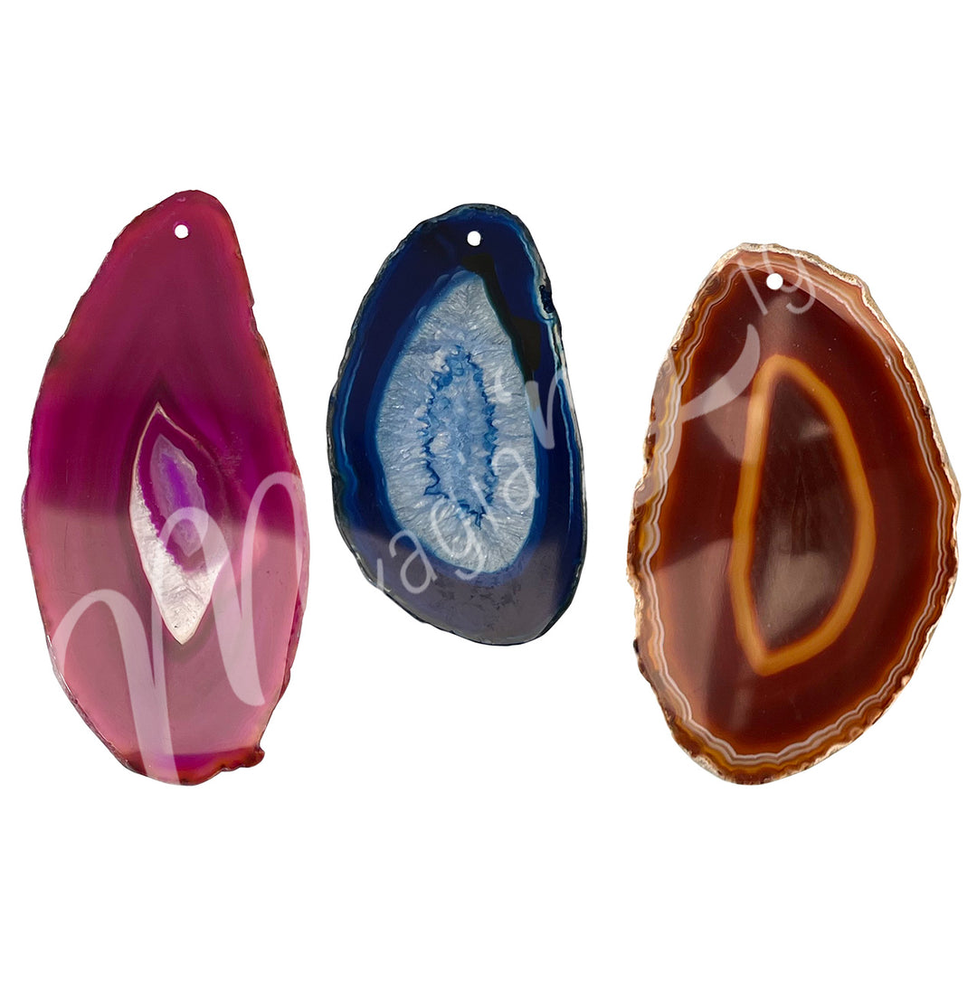 Pendant Slice Agate A Mixed Colors 2 mm Hole 2-4"