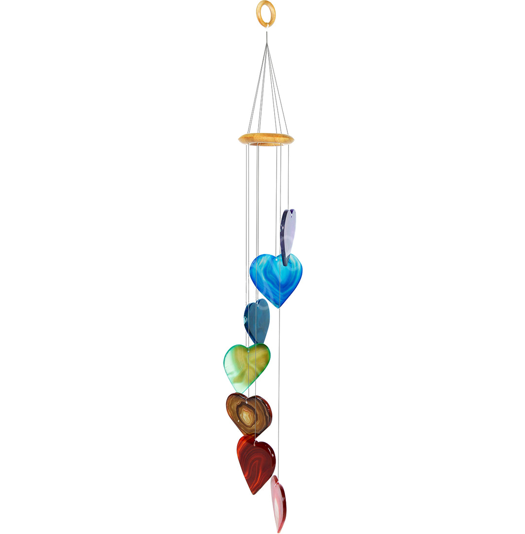 Colgante Corazones de Ágata con Chakras