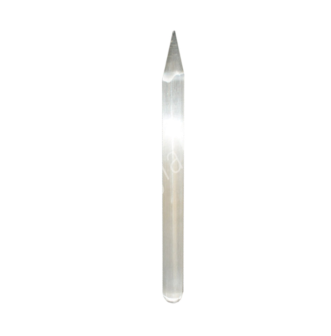 Polished selenite crystal massager with a pointed tip, ideal for energy healing, massage, or crystal therapy.