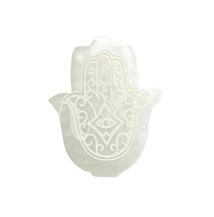 Incense Holder Selenite Hand of Fatima 2.5"