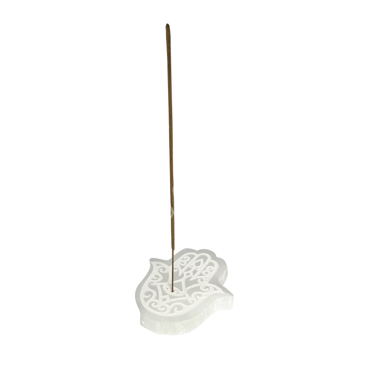 Incense Holder Selenite Hand of Fatima 2.5"