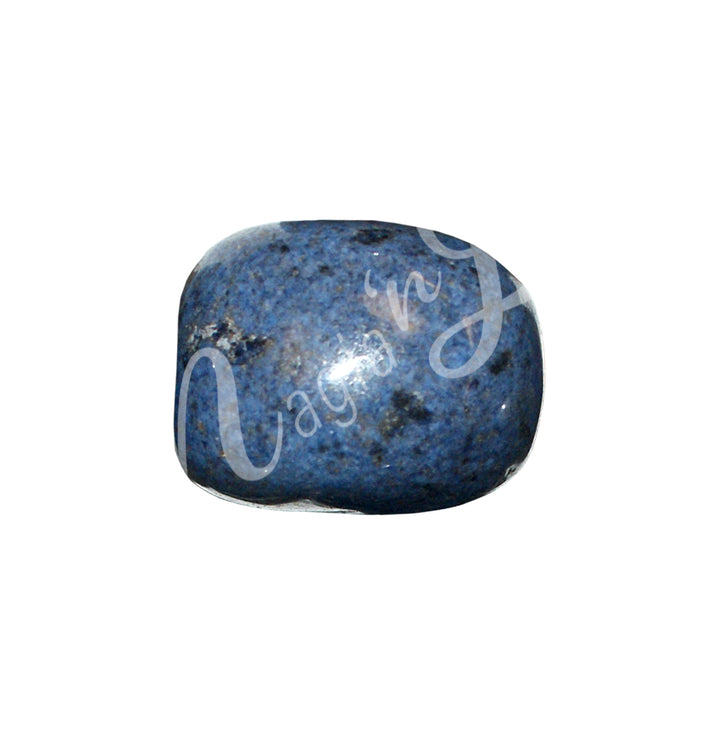 A polished blue tumbled stone.