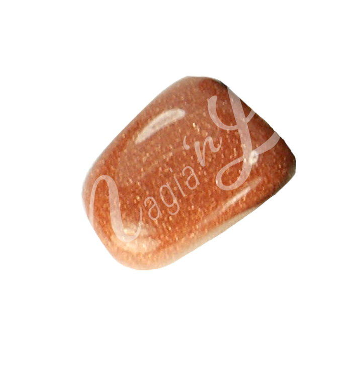 An orange polished tumbled stones of Goldstone.