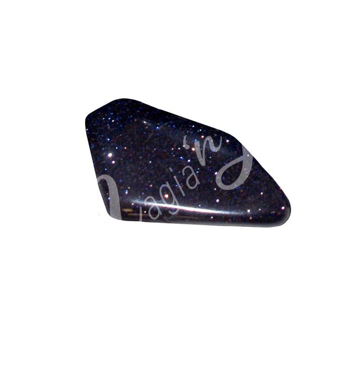 A polished purple tumbled stone.