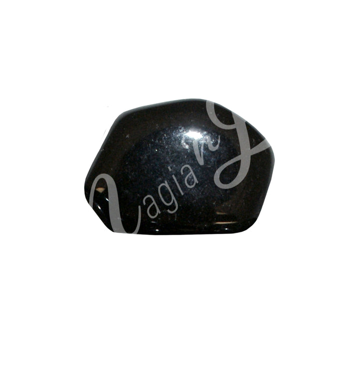 A black polished tumbled stones of Black obsidian.