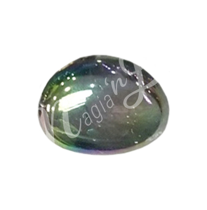 Polished tumbled stone with shades of black-blue, showing natural patterns and a glossy surface.