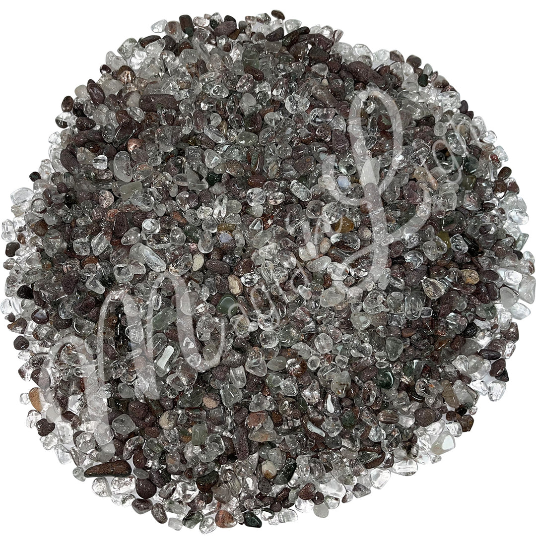 A spread of Rutilated Quartz chips.