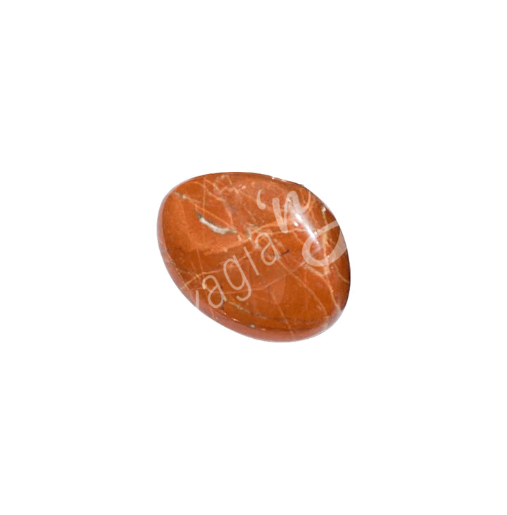 Close-up of a polished pebble made of Red Jasper.