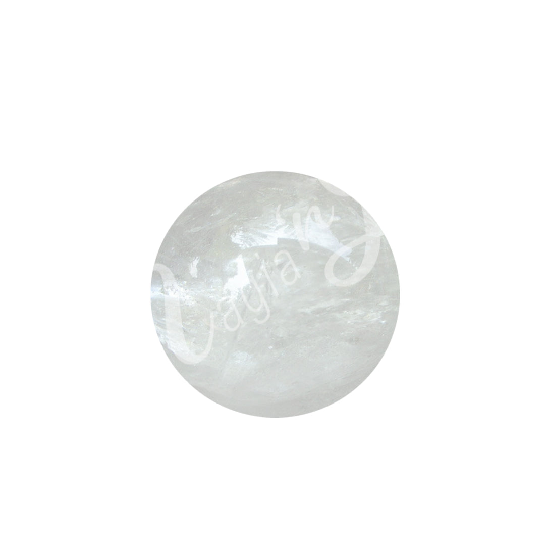 A clear sphere made of crystal quartz.