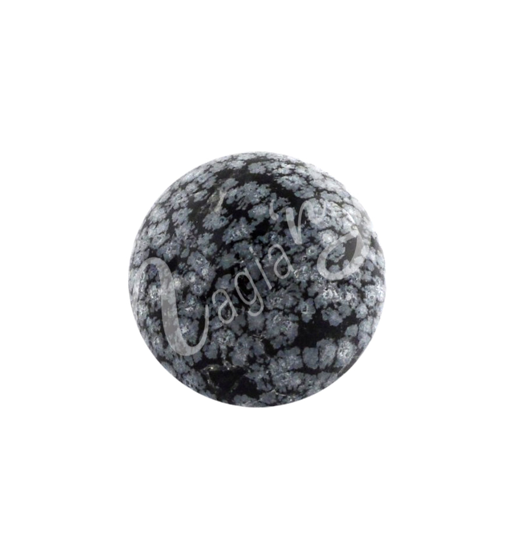 A sphere made of snowflake obsidian.