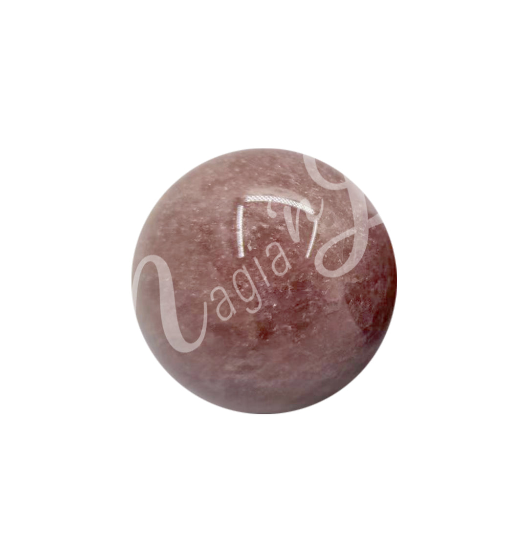 A sphere made of strawberry quartz.