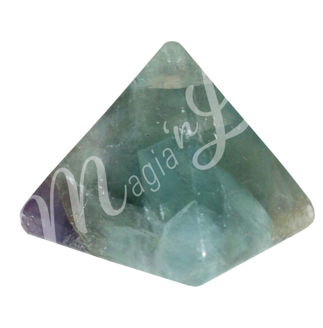 A four side pyramid made of Fluorite.