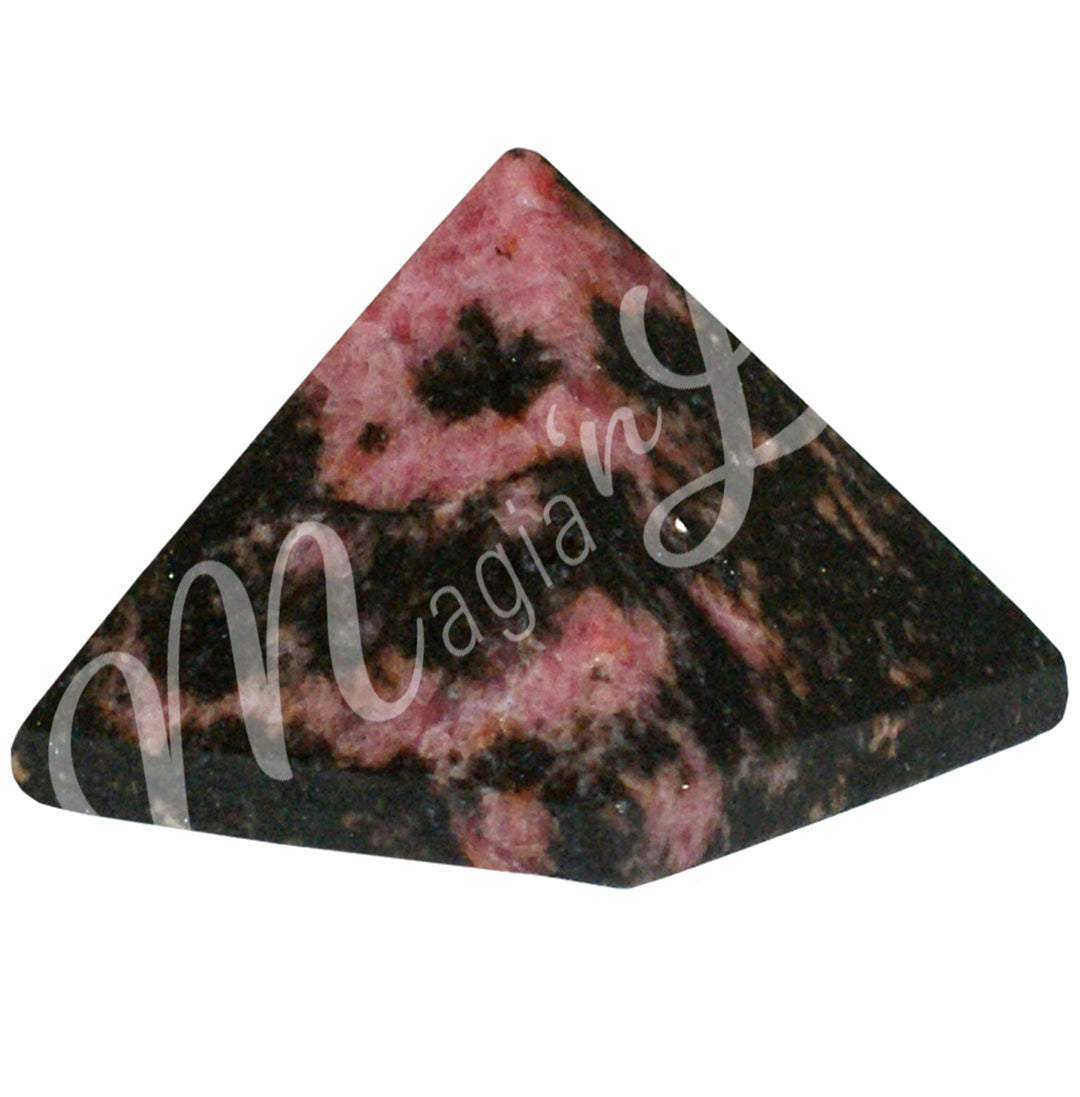 A four side pyramid made of Rhodonite.