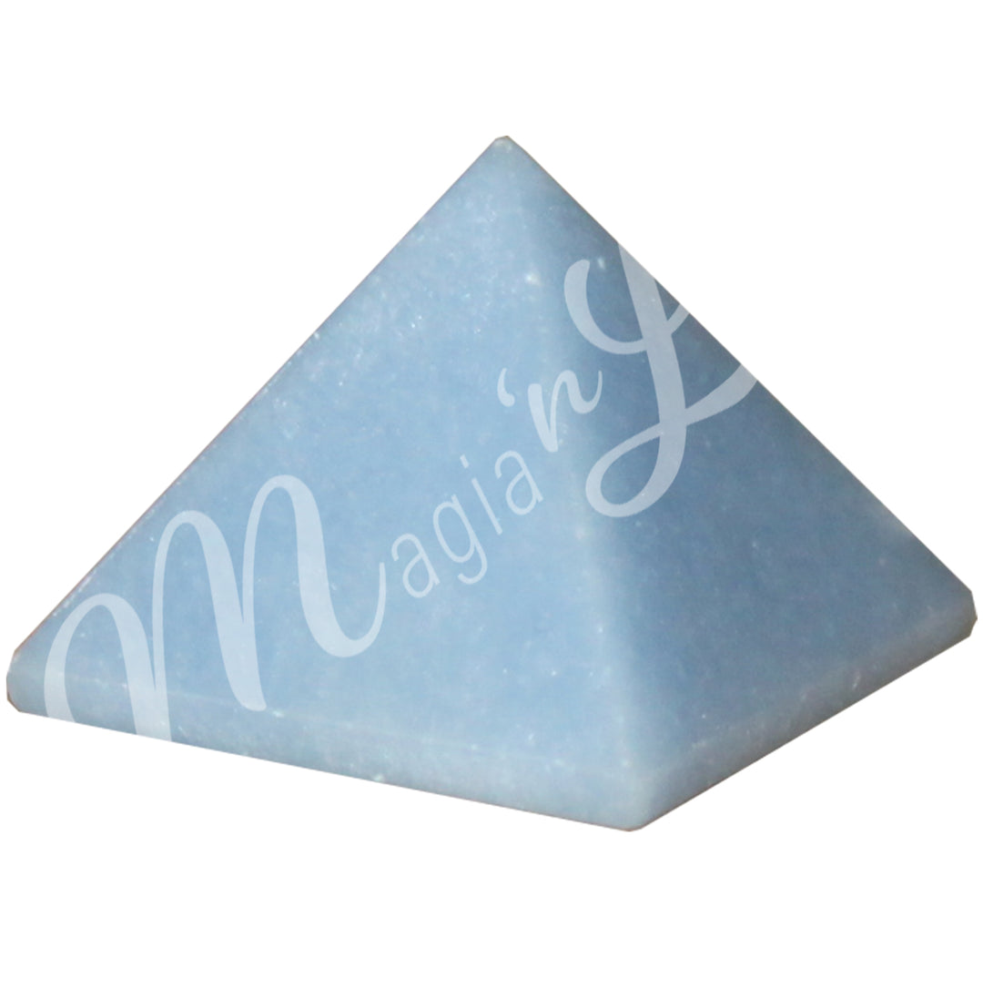 A four side pyramid made of Angelite.