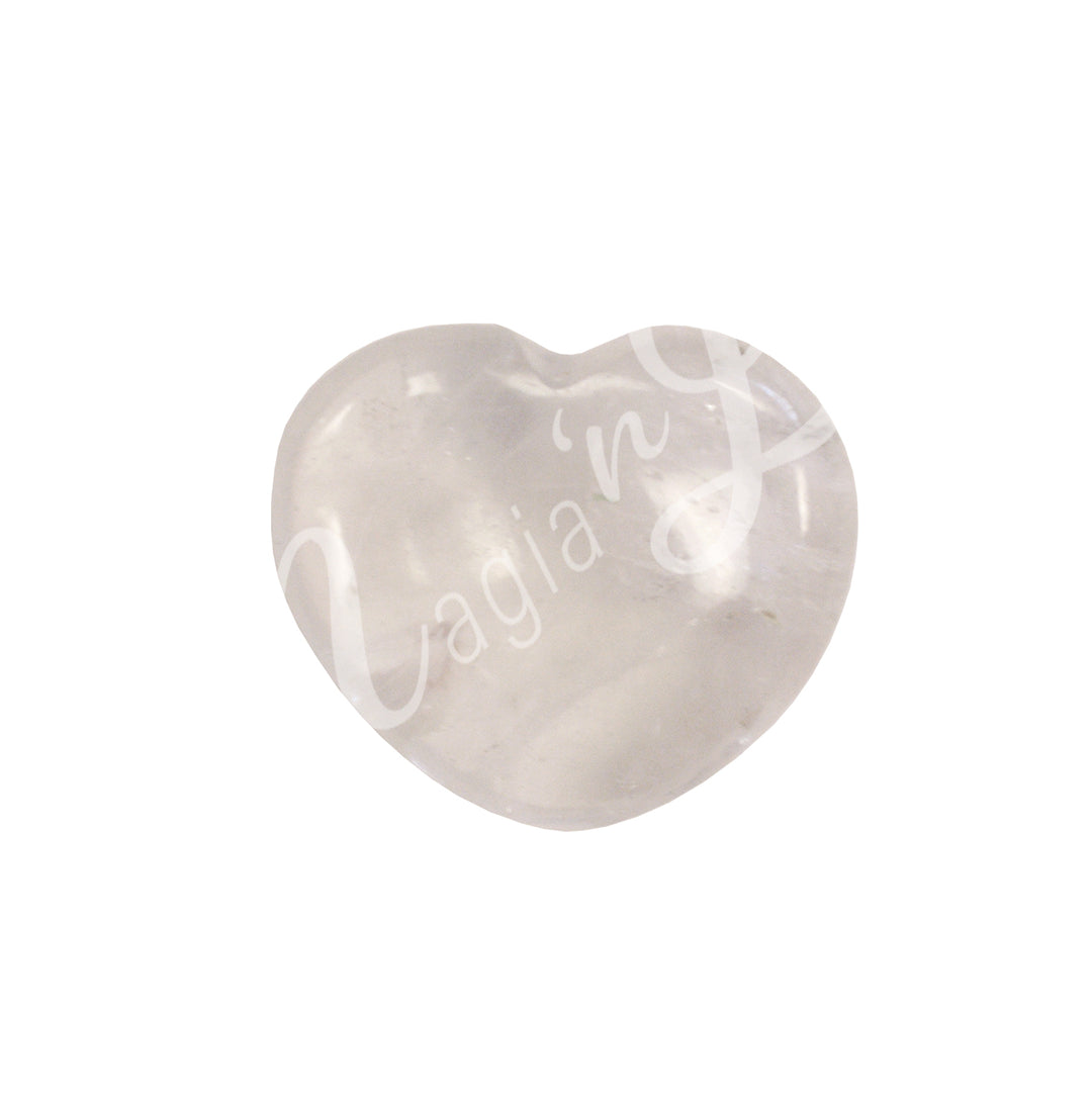 Heart-shaped crystal quartz.